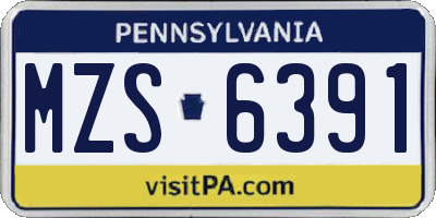 PA license plate MZS6391