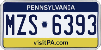 PA license plate MZS6393