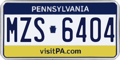 PA license plate MZS6404