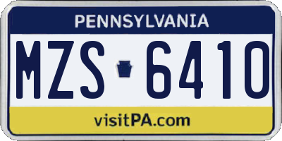 PA license plate MZS6410