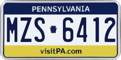 PA license plate MZS6412