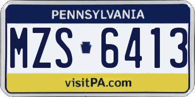 PA license plate MZS6413