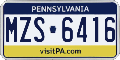 PA license plate MZS6416