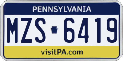 PA license plate MZS6419