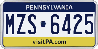 PA license plate MZS6425