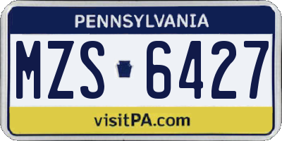 PA license plate MZS6427