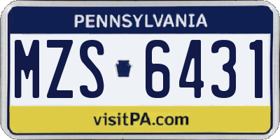 PA license plate MZS6431
