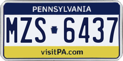 PA license plate MZS6437
