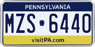 PA license plate MZS6440