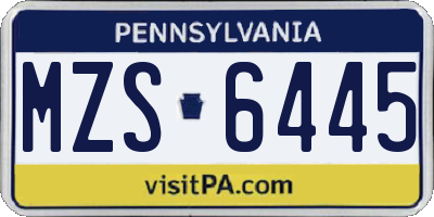 PA license plate MZS6445