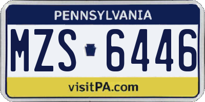 PA license plate MZS6446