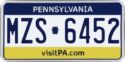 PA license plate MZS6452