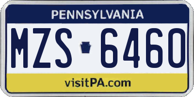 PA license plate MZS6460