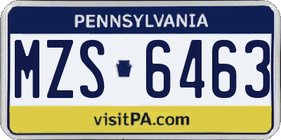 PA license plate MZS6463
