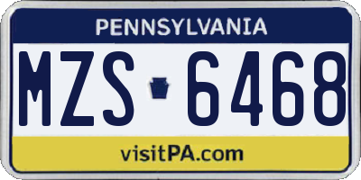 PA license plate MZS6468