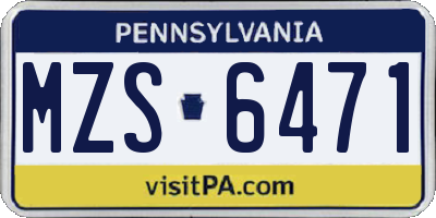 PA license plate MZS6471