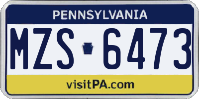 PA license plate MZS6473