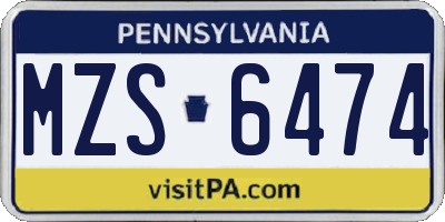 PA license plate MZS6474
