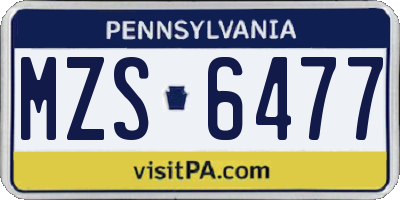 PA license plate MZS6477