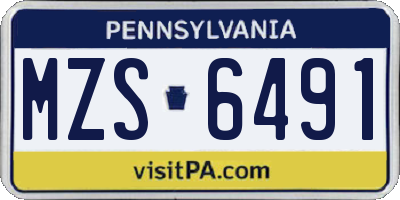 PA license plate MZS6491