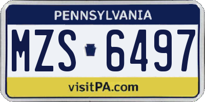 PA license plate MZS6497