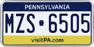 PA license plate MZS6505