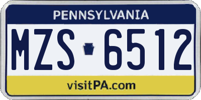 PA license plate MZS6512