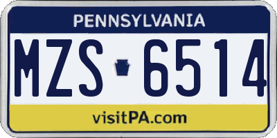 PA license plate MZS6514