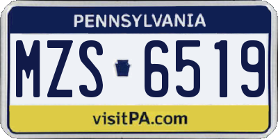 PA license plate MZS6519