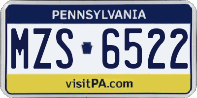 PA license plate MZS6522