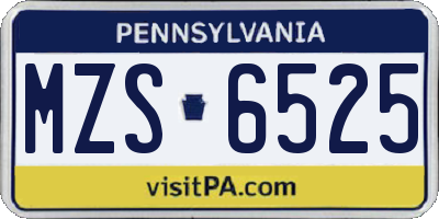 PA license plate MZS6525