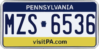 PA license plate MZS6536