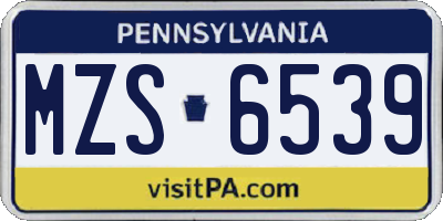 PA license plate MZS6539