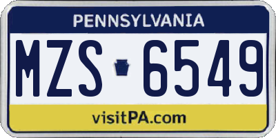 PA license plate MZS6549
