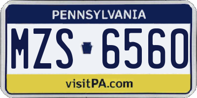 PA license plate MZS6560
