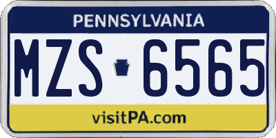 PA license plate MZS6565