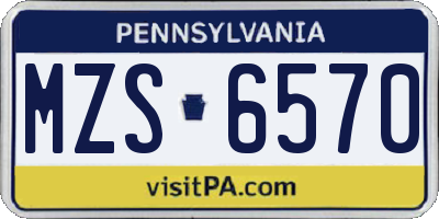 PA license plate MZS6570