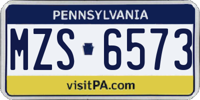 PA license plate MZS6573