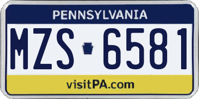 PA license plate MZS6581