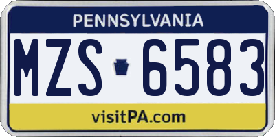 PA license plate MZS6583