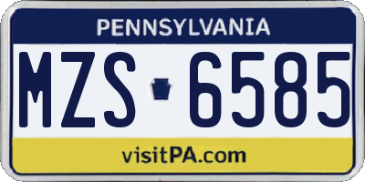 PA license plate MZS6585