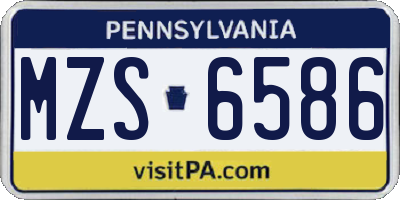 PA license plate MZS6586