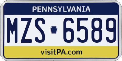 PA license plate MZS6589