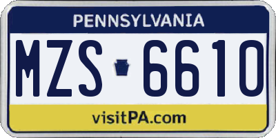 PA license plate MZS6610