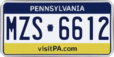 PA license plate MZS6612