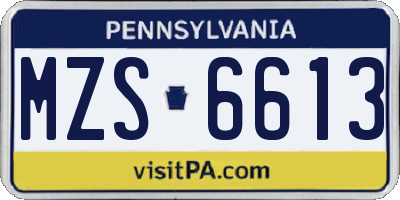 PA license plate MZS6613