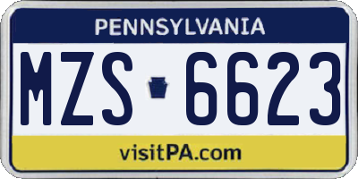 PA license plate MZS6623