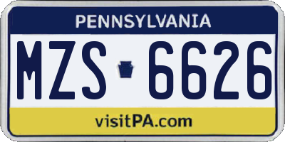 PA license plate MZS6626