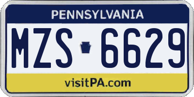 PA license plate MZS6629