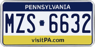 PA license plate MZS6632